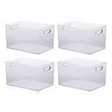 Kit 4 Caixas Organizadora Transparente 35x25x20cm 1075