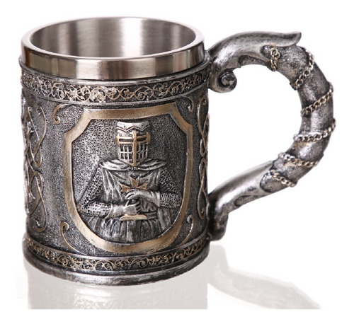 Tazón Taza Mug Caballero Medieval. Acero Inoxidable 420 Ml