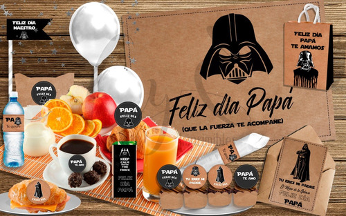 Kit Imprimible Desayuno Día Del Padre - Cumpleaños Darth Vad