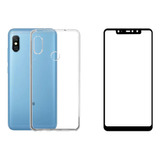 Capa Silicone Para Redmi Note 6 Pro Clear Fume + Pelicula 3d