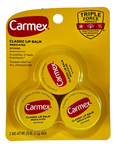 Carmex Bálsamo Classic Labial Pack De 3 Hidratante Lip Balm