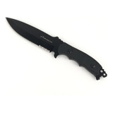 Cuchillo Tactico De Acero Militar Para Pesca Funda Full Tang Color Negro