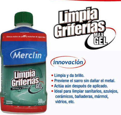 Limpia Griferías Mármol Y Vidrios En Gel Merclin  × 500 Ml