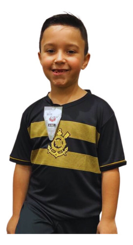 Camiseta Do Corinthians Infantil Preto Dourado Revedor