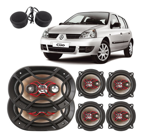 4 Auto Falante Clio 4 Portas + 6x9 Bravox + Mini Tweeter Top