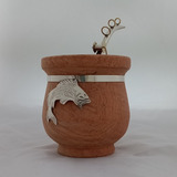 Mate Pescador. Pesca. Madera Y Alpaca. Con Bombilla Alpaca.