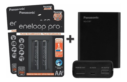 Kit Carregador Panasonic Eneloop Pro Bq-cc87 + 4 Pilhas Aa 