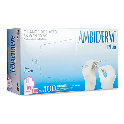 Guantes descartables Ambiderm Plus color rosa talla M látex con polvo x 100 unidades | Envío gratis