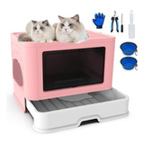 Pandafairy Caja De Arena Plegable Para Gatos, Entrada Superi