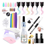 Kit Polygel Esmaltes Uv Uñas Gel Base Top Pincel Cabina Bond