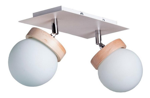 Aplique 2 Luces Elyn Madera Globo Opal Apto Led G9 Deco