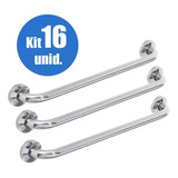 Kit 16 Alça Apoio Banheiro Inox 40cm Barra Idoso Cadeirante