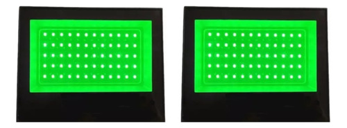 Kit 2 Refletor Holofote 100w Verde Jardim Iluminação Externa