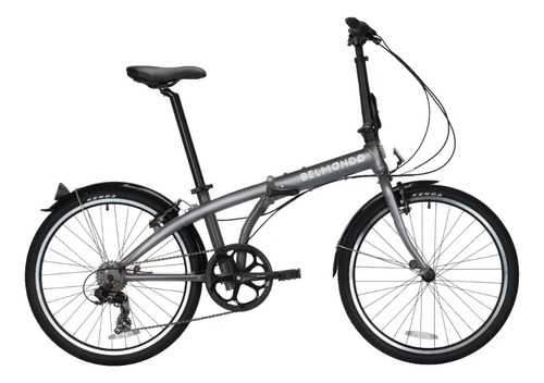 Bicicleta Plegable Belmondo 7+ Rodado 24 Frenos V-brakes Cambio Shimano Tourney Color Gris Mate Urbana Imantada