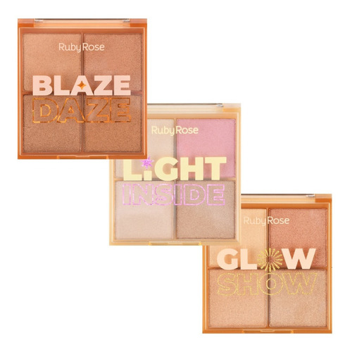 Paleta De Iluminador Ruby Rose Maquiagem Glow Iuminadores 