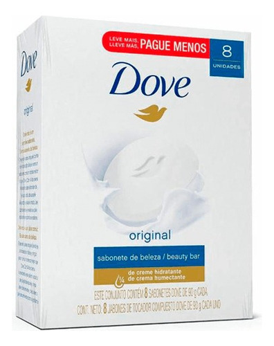 Paquete Jabón En Barra Dove Original Piel 90g X 8 Unidades