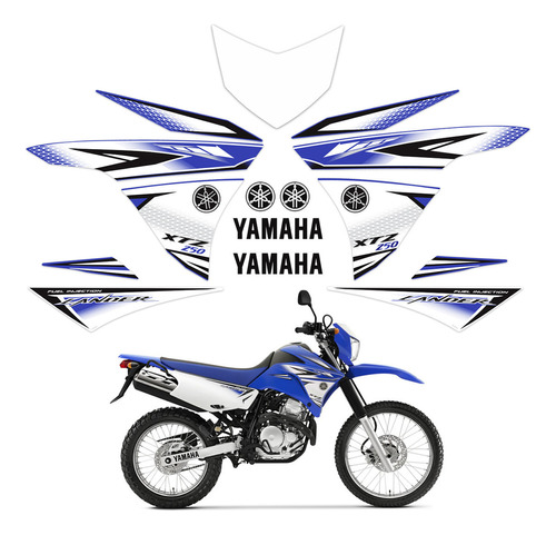 Kit Adesivos Moto Yamaha Lander Xtz 250 2011 Azul + Logos