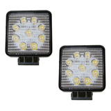 Faro Auxiliar Cuadrado X2 9led Blanco 27w 12-24v Auto 