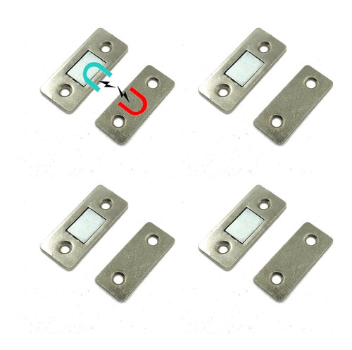 Reten Iman Magnetico Chato Fino Puerta Mueble Metalico X4