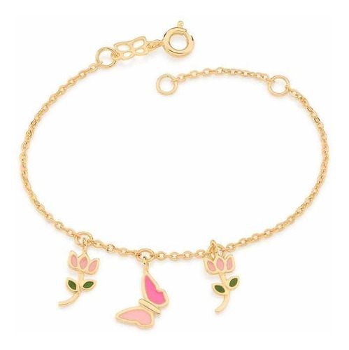 Pulseira Infantil Rommanel Fol Borboleta E Tulipas 551673