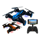Drone Cuadricoptero Dual 4 Ruedas Camara Hd Wifi Transmite Color Azul