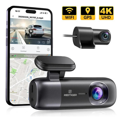 Redtiger F9 Dashcam Dual 4K+1080P Cámara Para Auto Con Wifi y Visión Nocturna | Meses sin interés