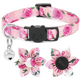 Collar De Pajarita Para Gato, Collar De Gato Con Flores Rosa