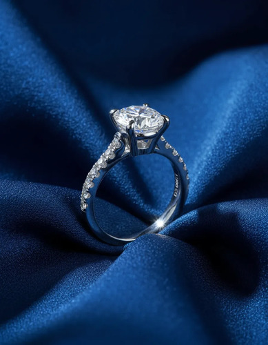 Anillo De Compromiso Diamante Moissanita Pavé 3.5ct Oro 18k