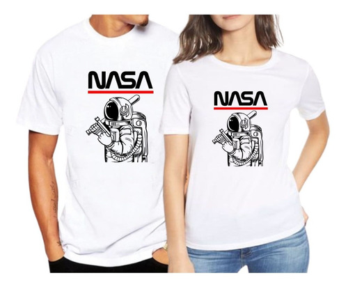 Camiseta Personalizada Casal Tecnologia Nerd Nasa Astronauta