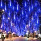 Luces Navidad Exteriores Meteoros 10 Tubos 360 Led Azul