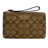 Cartera Coach Mujer 6648 Original Wristlet Caqui Arena Logo