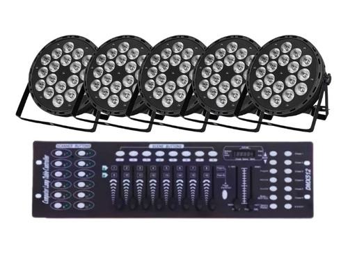 5 Canhao Led Parled 18x15w Rgbw+uv Iluminação + Mesa Dmx