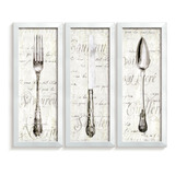 Kit 3 Quadros Decorativos Cozinha Copa Talheres Vintage