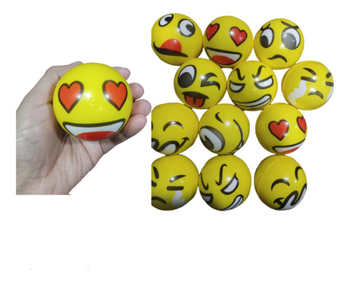 Pack 12 Pelotas Emoji Antiestres Sorpresas De Cumpleaños 