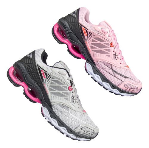 Kit 2 Pares Wave Force Rosa + Prata Rosa Feminino Promoção