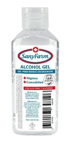 Alcohol Gel 70° De 60 Ml. Con Aloe Vera Y Glicerina + Isp