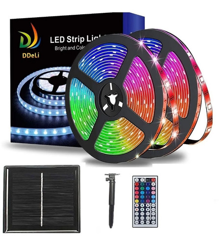 Tira Cinta Led Solar Rgb Multicolor 5 Mts Con Control