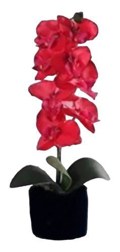 Orquídea Artificial Con Base Y Hojas.