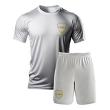 Remera Y Short Boca Juniors Deportivo Dorado Blanco D6