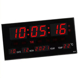 Reloj Led De Pared Digital Rojo | 36 X15cm Temperatura