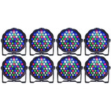 Kit 8 Canhao Led 64 Rgbw 54 Leds 3w Dmx Jogo De Luz Slim Pro