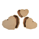 Caja Regalo Corazón Madera Mdf Paquete De 3 Piezas 