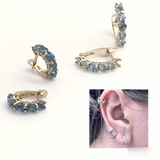 Brinco Argola Ouro 18k Topz Azul Argola 2 Furo Piercing Bebe