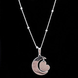 Collar De Plata.925 Diseño Corazon Luna Eclipse Ley Quintada