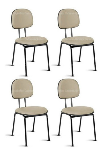 Kit 04 Cadeiras De Escritório Secretária Fixa Pé Palito Rce