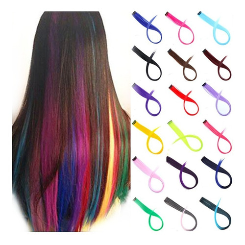 Mecha De Cabelo Colorido Com Clip Aceita Prancha Babyliss