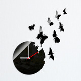 Reloj De Pared Con Espejo Acrílico Negro 3d Para Decoración