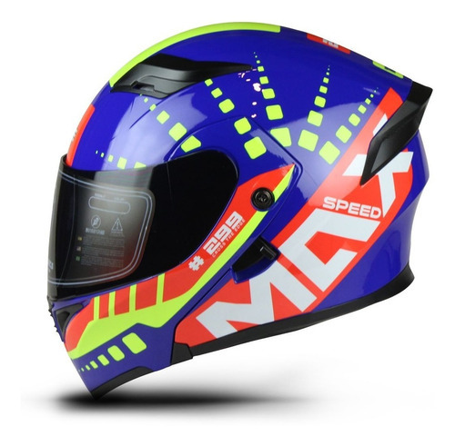 Casco Abatible De Moto Edge Helmets Maxspeed Certificado Dot Color Azul/rojo Tamaño Del Casco Xl