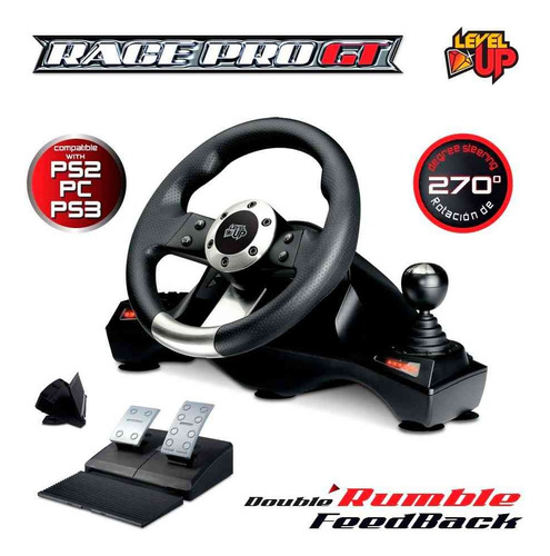 Volante Ps3 Ps2 Pc Con Pedalera Level Up Race Pro Como Nuevo