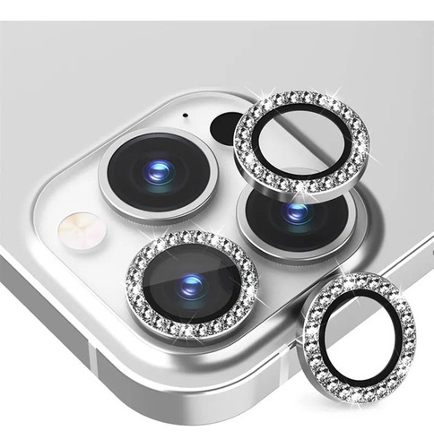 Protector Mica Camara Para iPhone Brillos Diamante Anillos